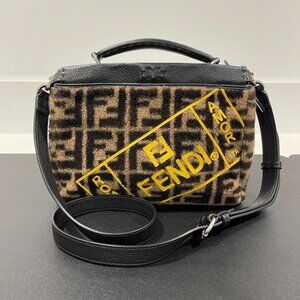 Fendi Selleria Peekaboo Faux Fur Handbag Top Handle with Cross Strap (JB1361)